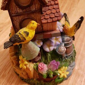 Springtime Birdhouse Flowers Garden Sculpture 4½ x 3½ x 3½ inches SPRING, EASTER